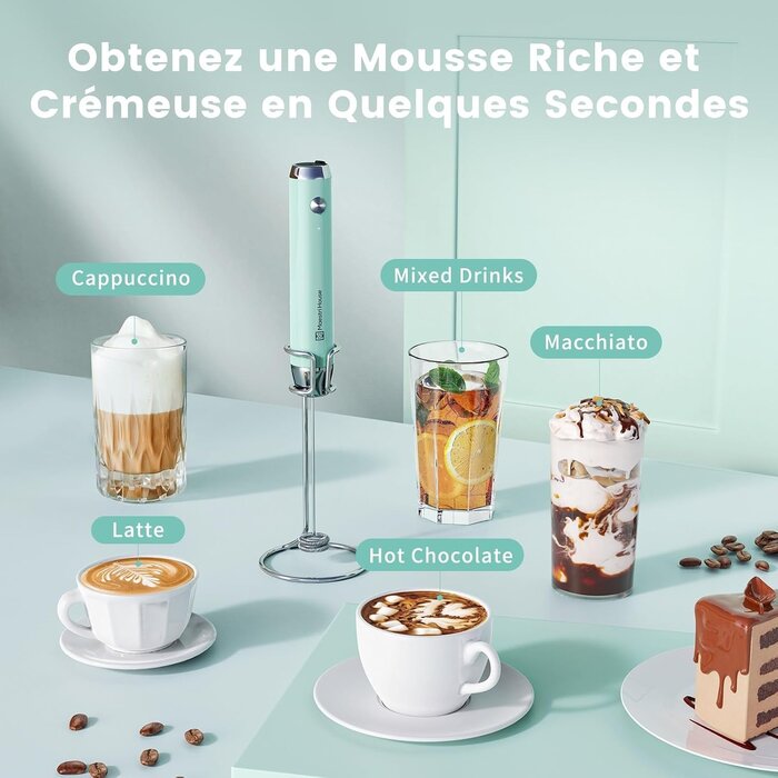 Mousseur à lait électrique rechargeable bleu - 31% de remise