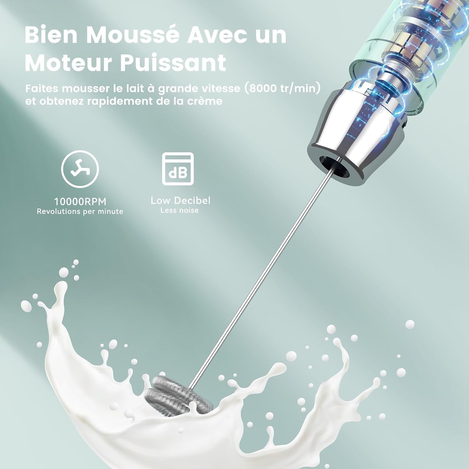 Mousseur à lait électrique rechargeable bleu - 31% de remise