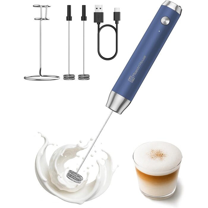 Mousseur à lait électrique rechargeable bleu - 31% de remise