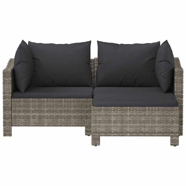 Salon de jardin 3 pièces rotin synthétique gris - 35% de remise