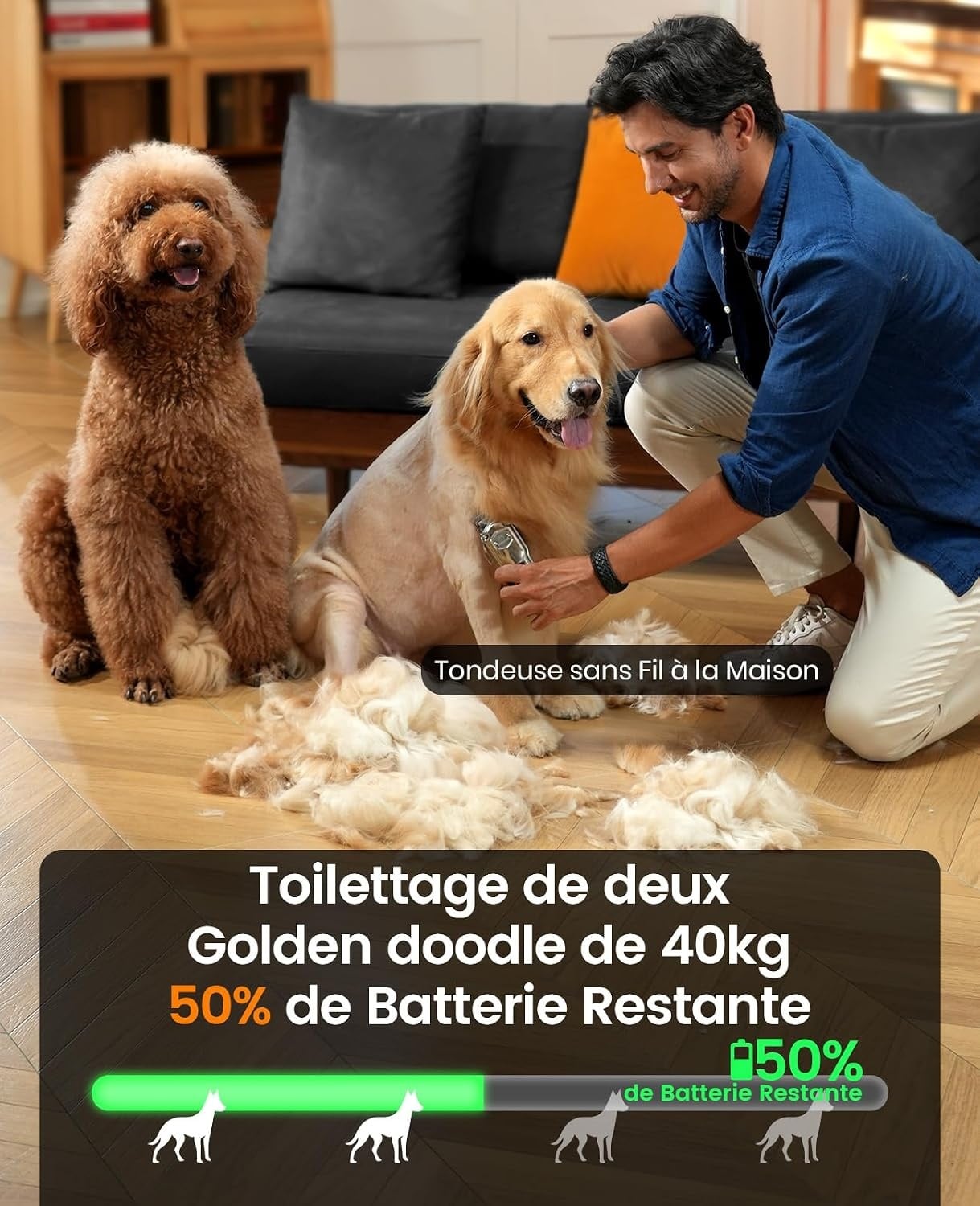 Tondeuse sans fil pour animaux - 33% de remise - Moteur puissant et silencieux