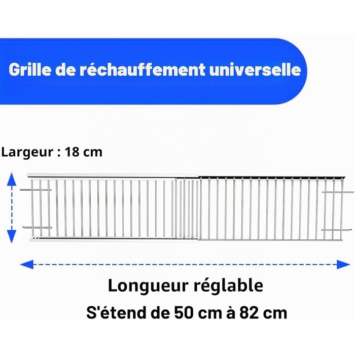 Grille de cuisson universelle extensible 50-82 cm - Acier Inox - 30% de remise
