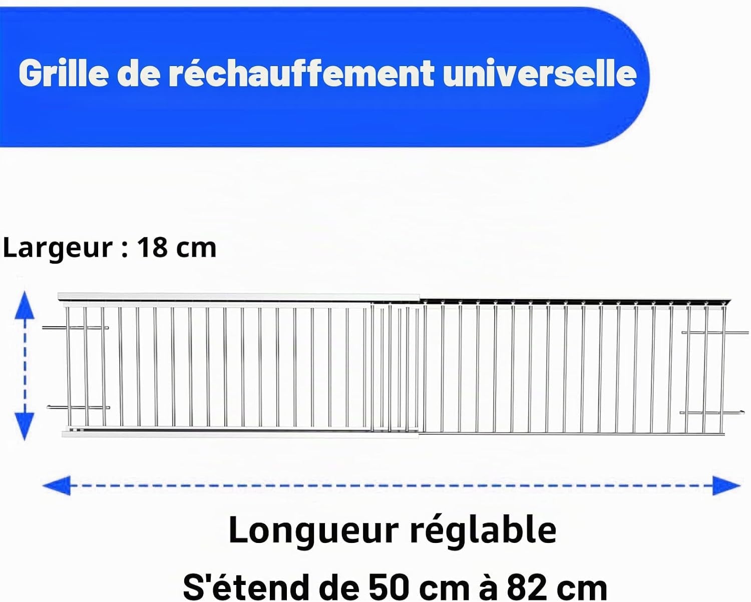 Grille de cuisson universelle extensible 50-82 cm - Acier Inox - 30% de remise
