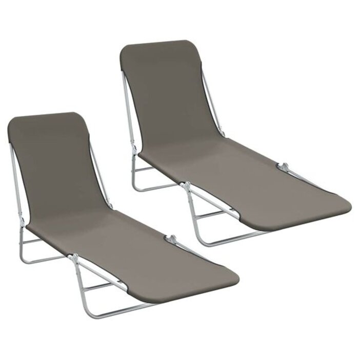Lot de 2 chaises longues pliables - Gris - 34% de remise