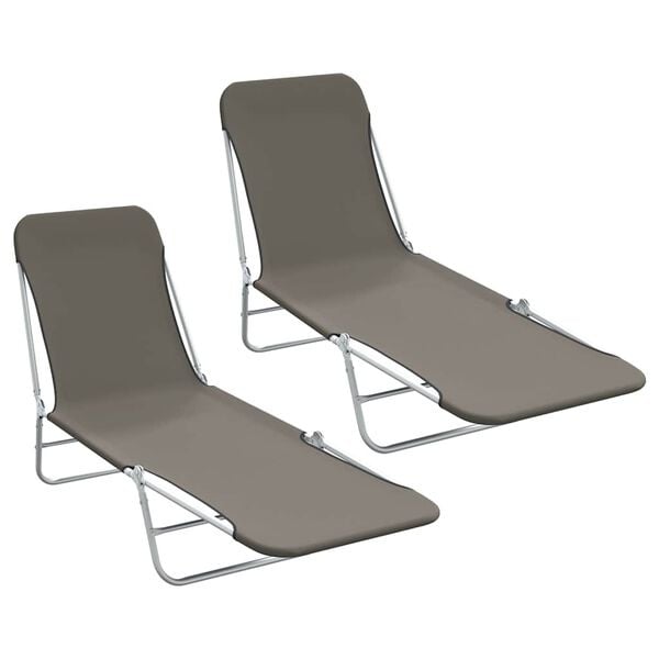 Lot de 2 chaises longues pliables - Gris - 34% de remise