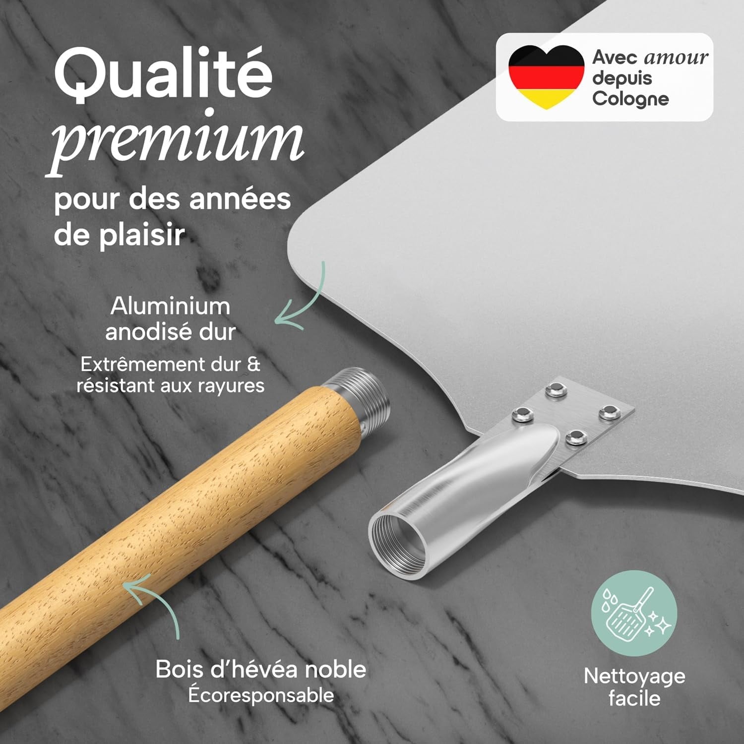 Pelle à pizza aluminium manche amovible 30,5cm - 29% de remise