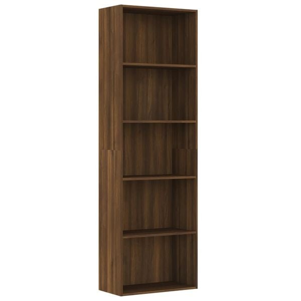 Bibliothèque 5 niveaux chêne brun 60x30x189cm - 34% de remise
