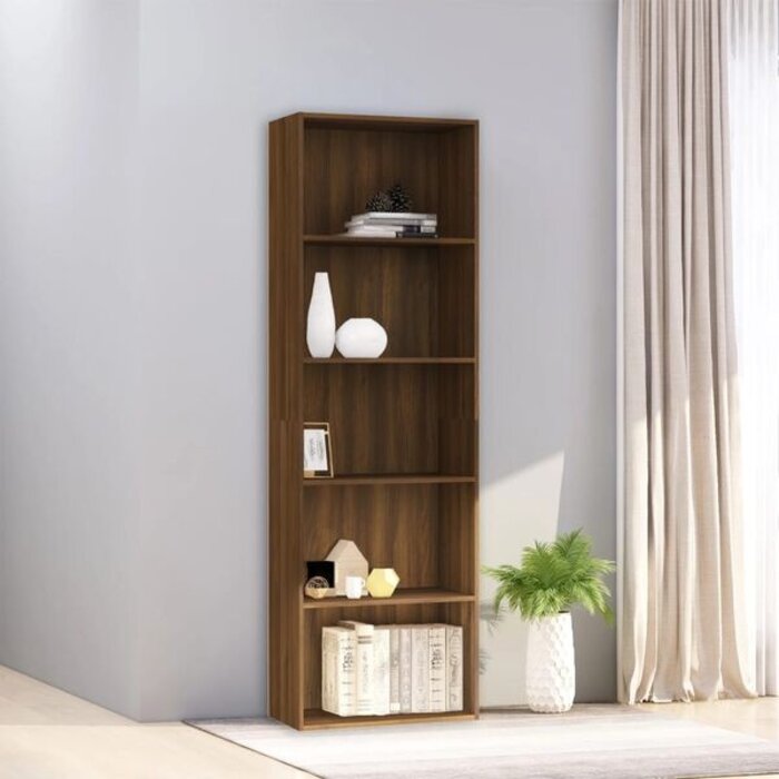 Bibliothèque 5 niveaux chêne brun 60x30x189cm - 34% de remise