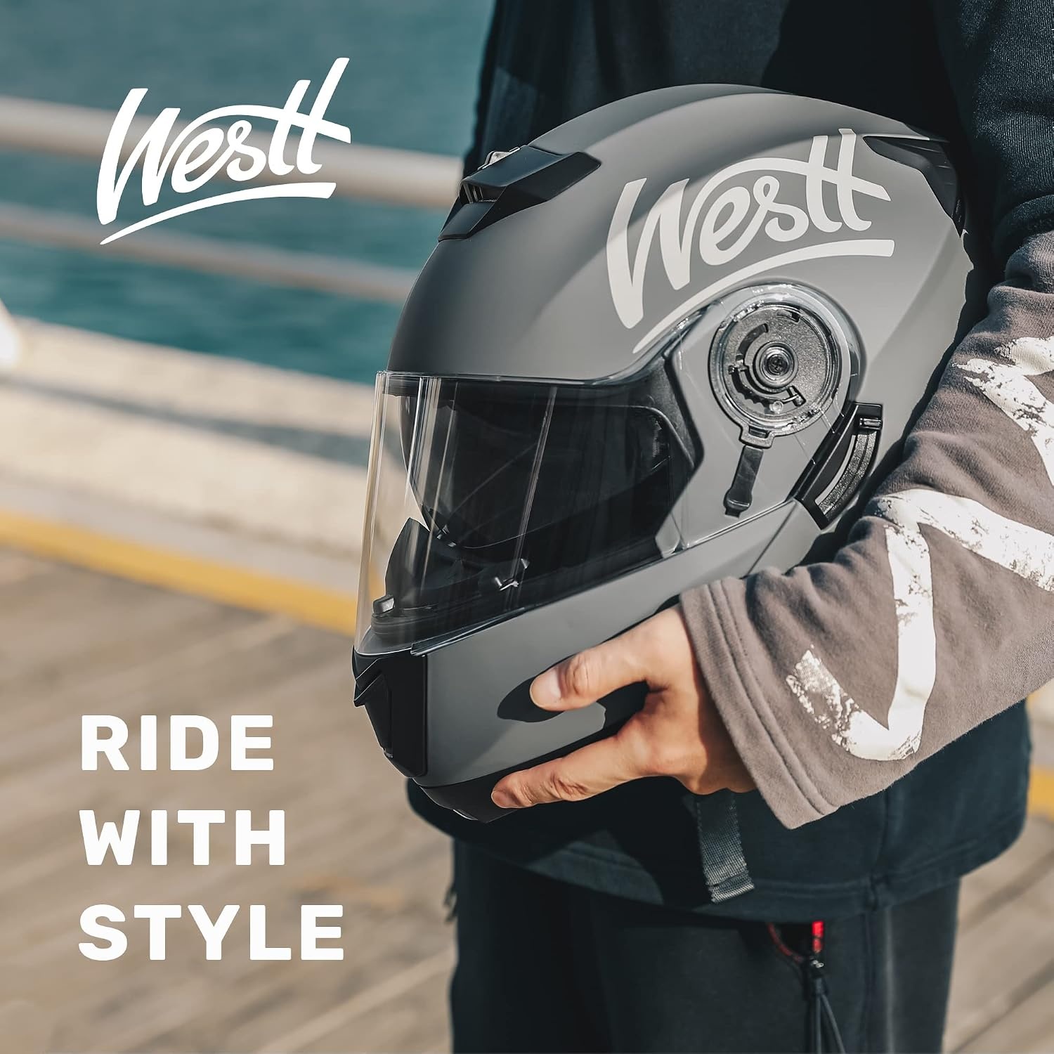 Casque modulable moto et scooter gris mat - 34% de remise
