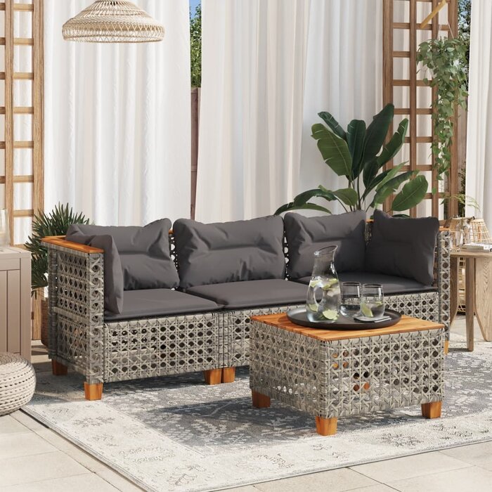 Banquette de jardin 3 places en poly rotin gris - 35% de remise