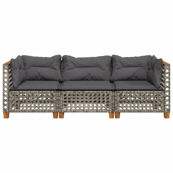 Banquette de jardin 3 places en poly rotin gris - 35% de remise