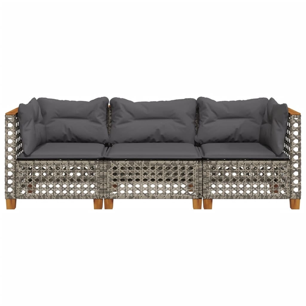 Banquette de jardin 3 places en poly rotin gris - 35% de remise