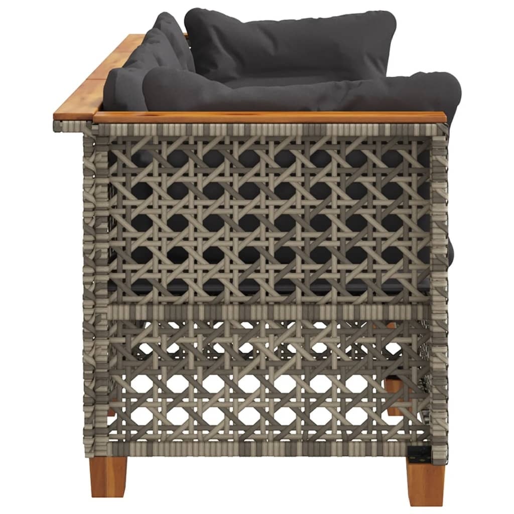 Banquette de jardin 3 places en poly rotin gris - 35% de remise