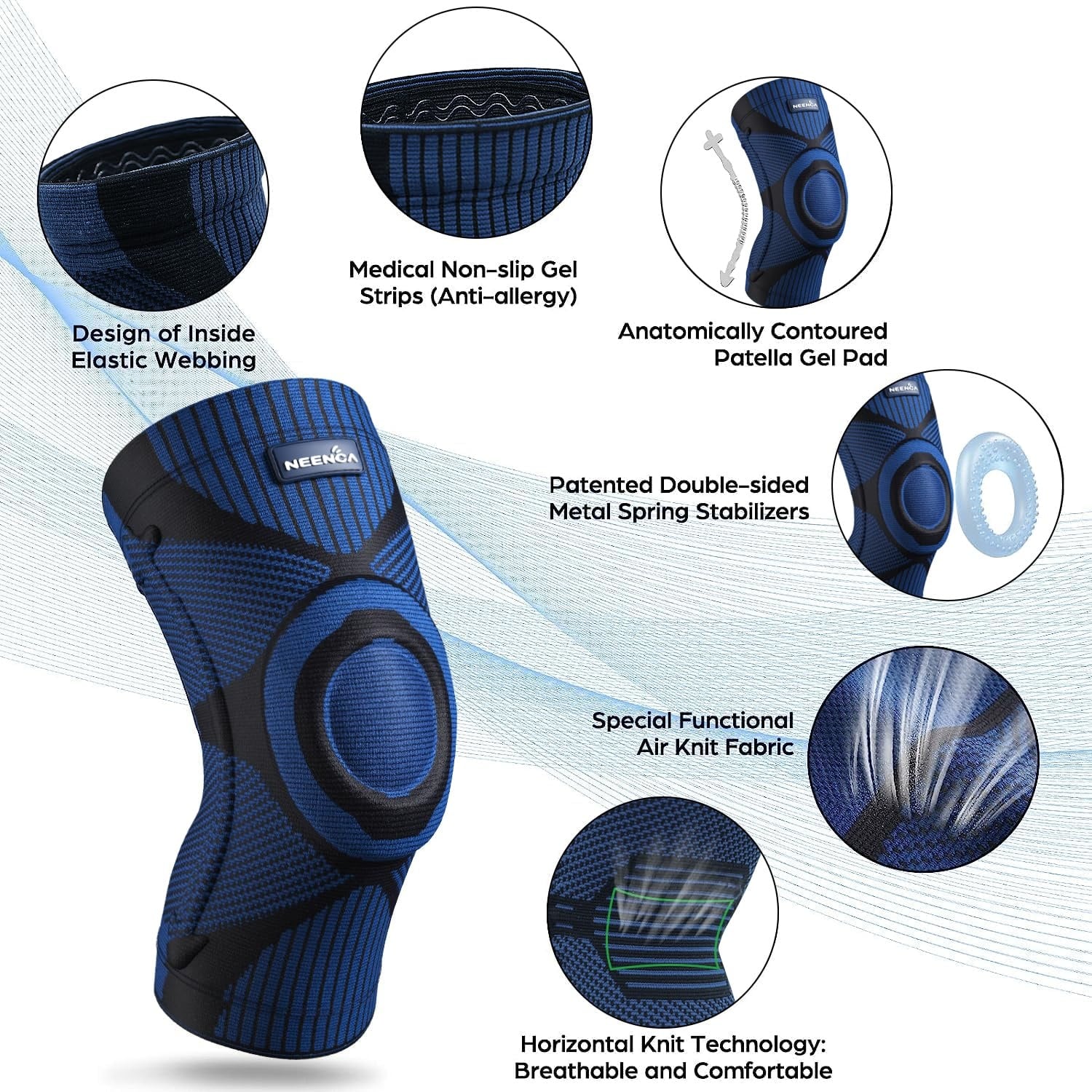 Genouillère de compression taille S bleu foncé - 31% de remise