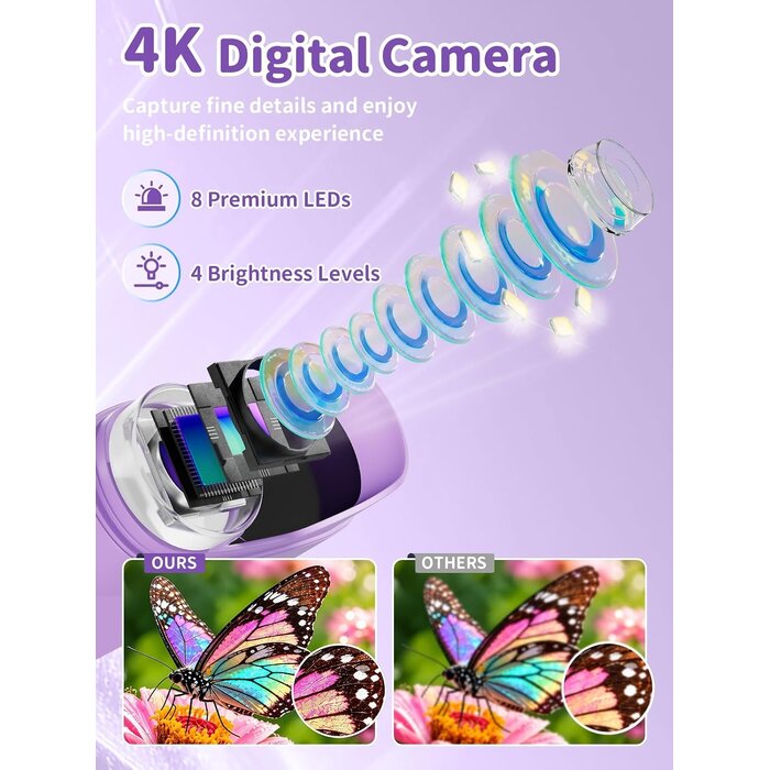 Microscope numérique violet pour enfants, 1000x, 26% de remise