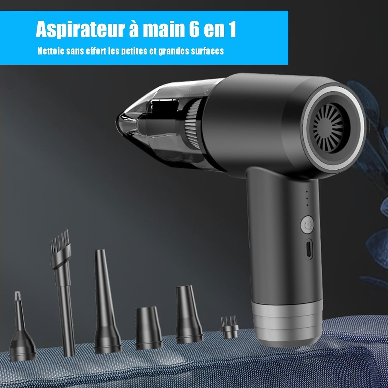 Aspirateur multifonction 6-en-1 sans fil 12000Pa - Noir - 32% de remise