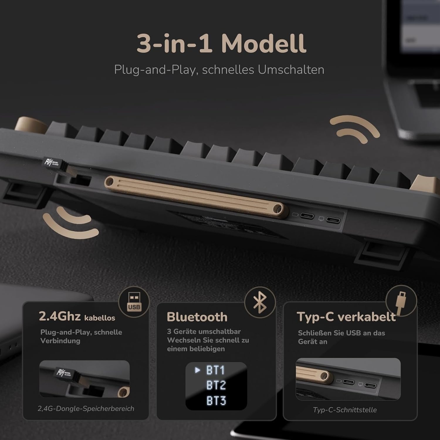 Clavier Gaming Mécanique 75% QWERTZ - Sans fil - 33% de remise