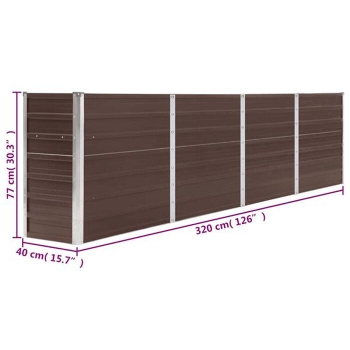 Jardinière surélevée en acier marron 320x40x77 cm - 34% de remise