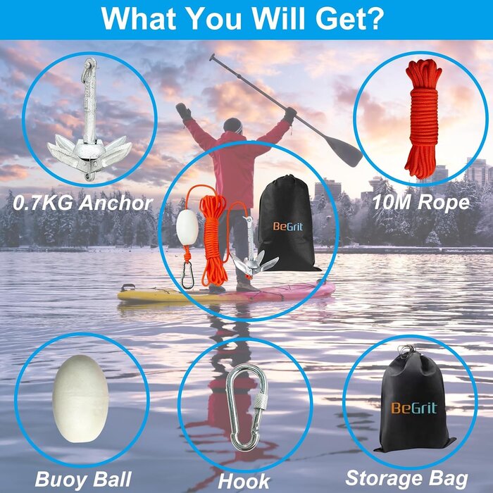 Ancre pliante pour kayak et jet-ski 0,7 kg - Kit complet - 26% de remise