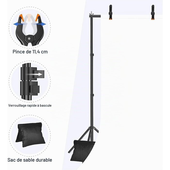 Support de fond studio photo 6m x 2,1m - 34% de remise