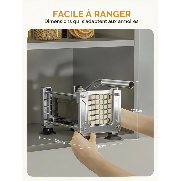 Coupe-frites manuel inox - 3 lames interchangeables - 29% de remise