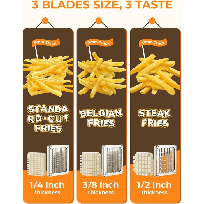 Coupe-frites manuel inox - 3 lames interchangeables - 29% de remise