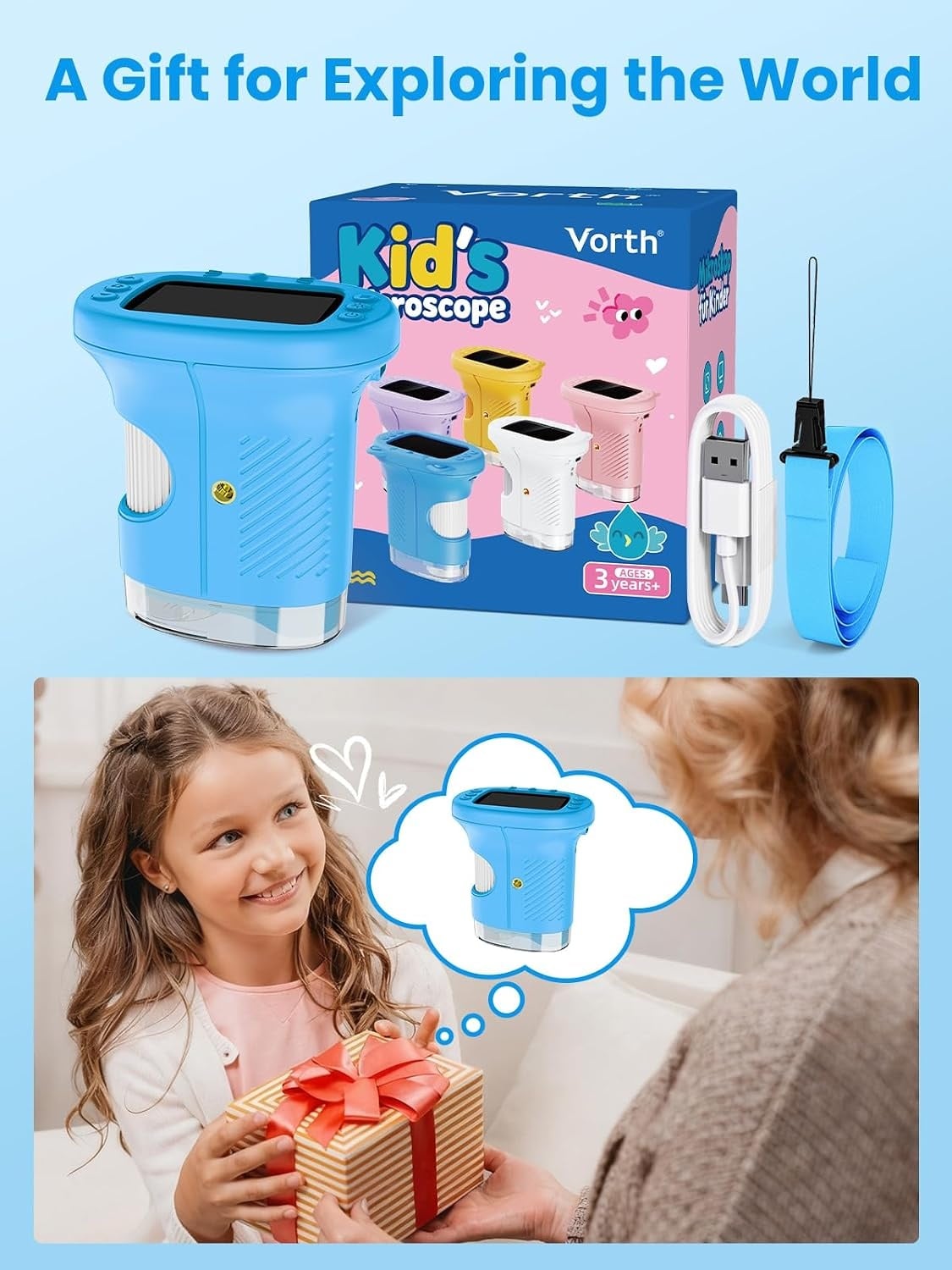 Microscope numérique pour enfants 1000x - Bleu - 30% de remise