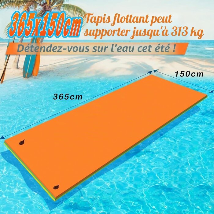 Tapis flottant aquatique 365x150cm - 5 personnes - 34% de remise