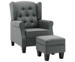 Vidaxl Fauteuil avec repose-pieds gris clair - 68x78x94cm - 50% de remise