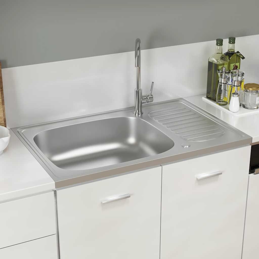 Évier Inox 800x500mm avec égouttoir - 34% de remise