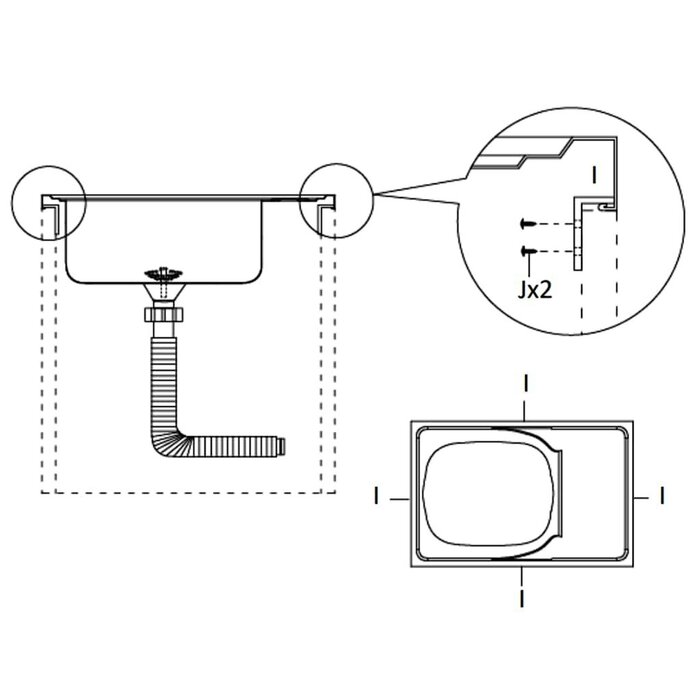 Évier Inox 800x500mm avec égouttoir - 34% de remise