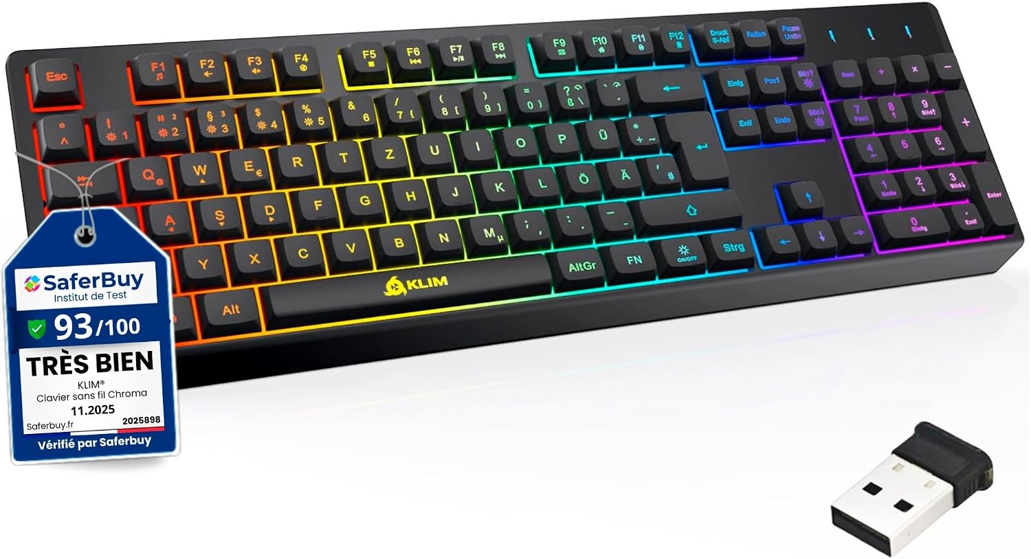 Clavier Gaming sans fil QWERTZ - RGB - Étanche - 28% de remise