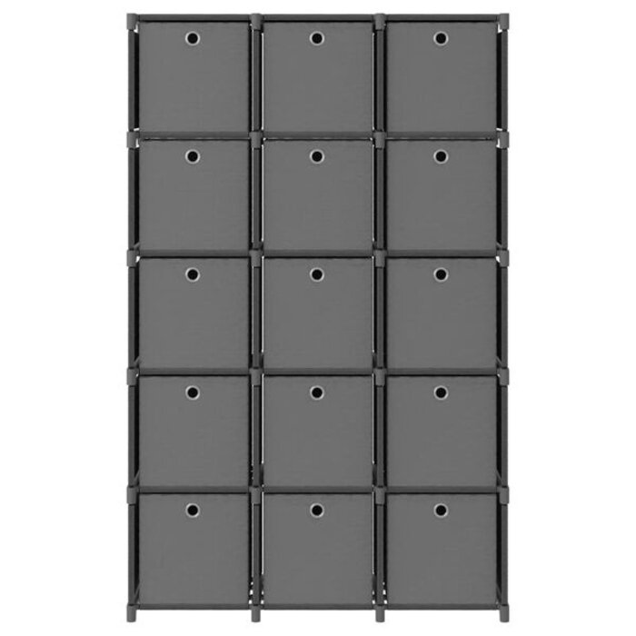 Étagère de rangement 15 compartiments avec boîtes - Gris - 34% de remise