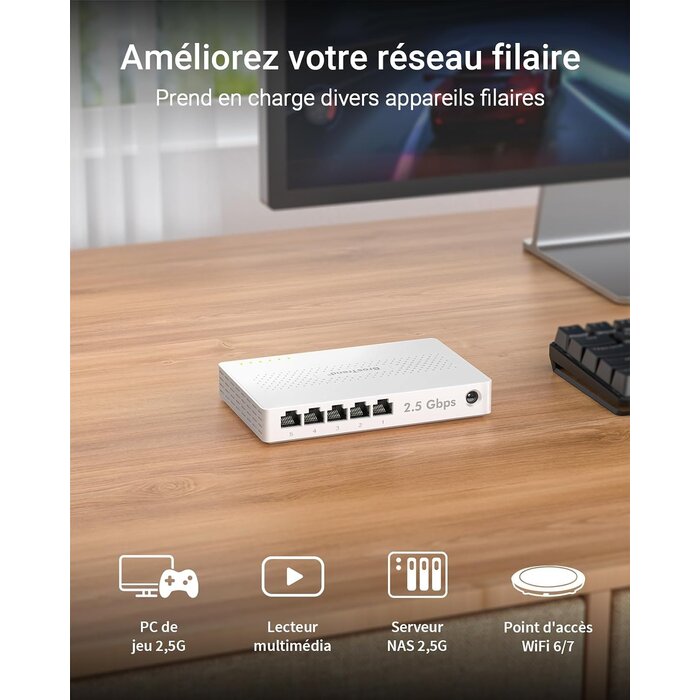 Switch Ethernet 2,5 Gbps 5 ports - Déballé - 33% de remise