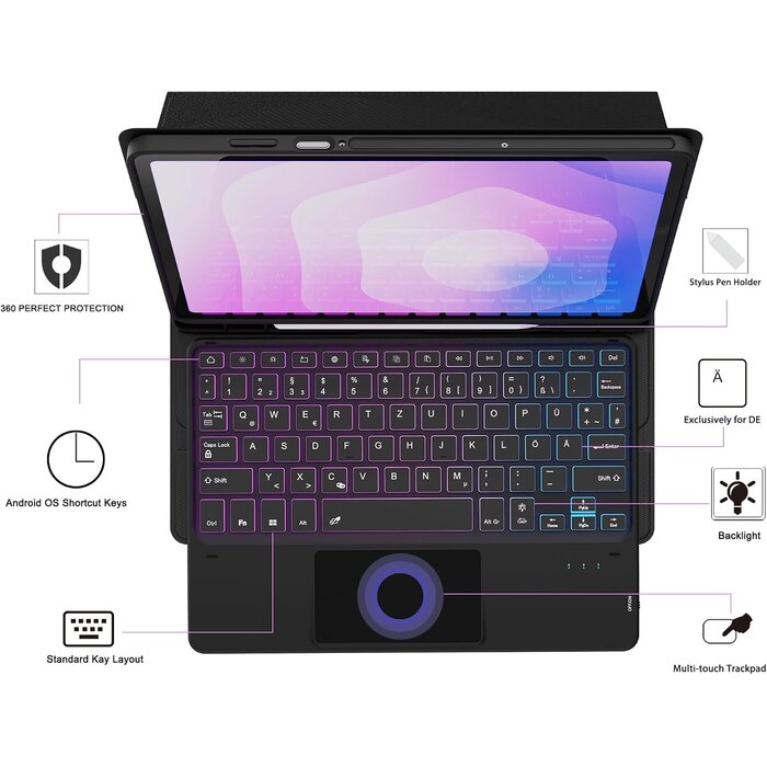 Étui Clavier QWERTZ pour Samsung Galaxy Tab S11 2025 - Noir - 32% de remise
