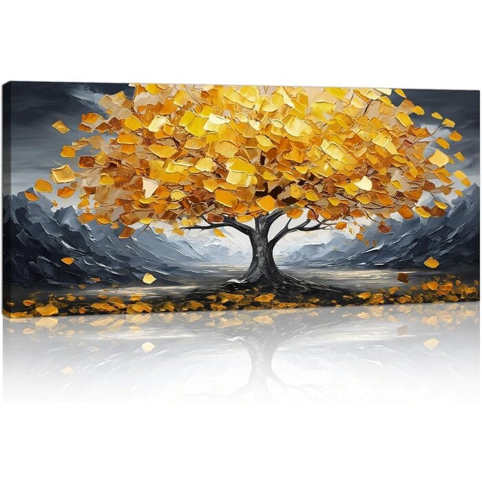 Tableau Arbre de Vie Jaune 120x50 cm - 28% de remise