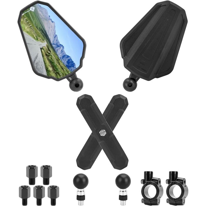 Lot de 2 Rétroviseurs Moto Universels Pliables - Noir - 31% de remise
