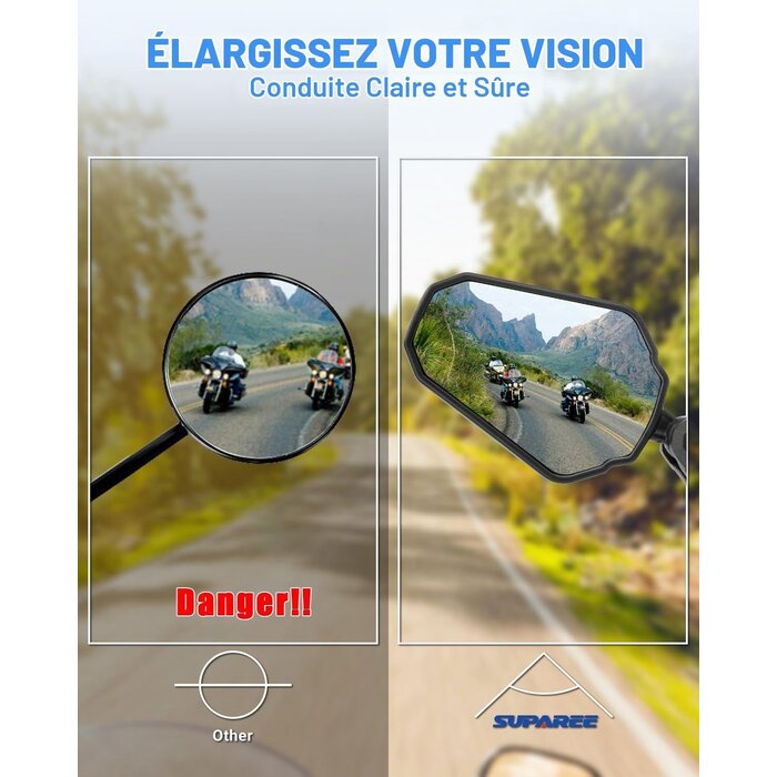 Lot de 2 Rétroviseurs Moto Universels Pliables - Noir - 31% de remise