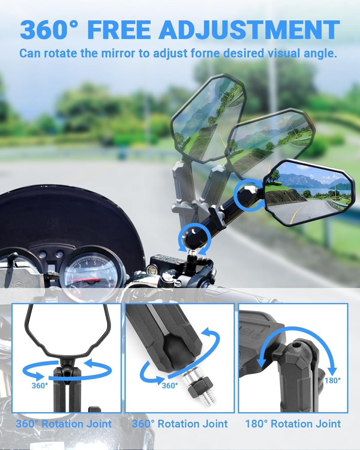 Lot de 2 Rétroviseurs Moto Universels Pliables - Noir - 31% de remise