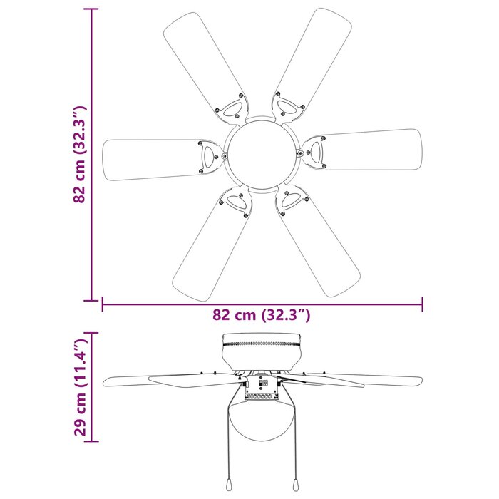 Ventilateur de plafond 82 cm noir - 34% de remise