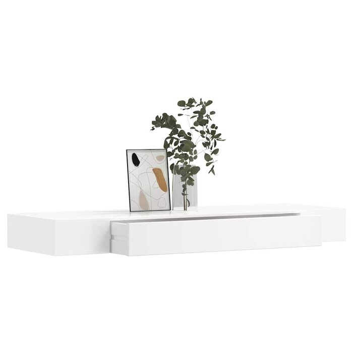 Étagère murale avec tiroir MDF blanc 80cm - 33% de remise