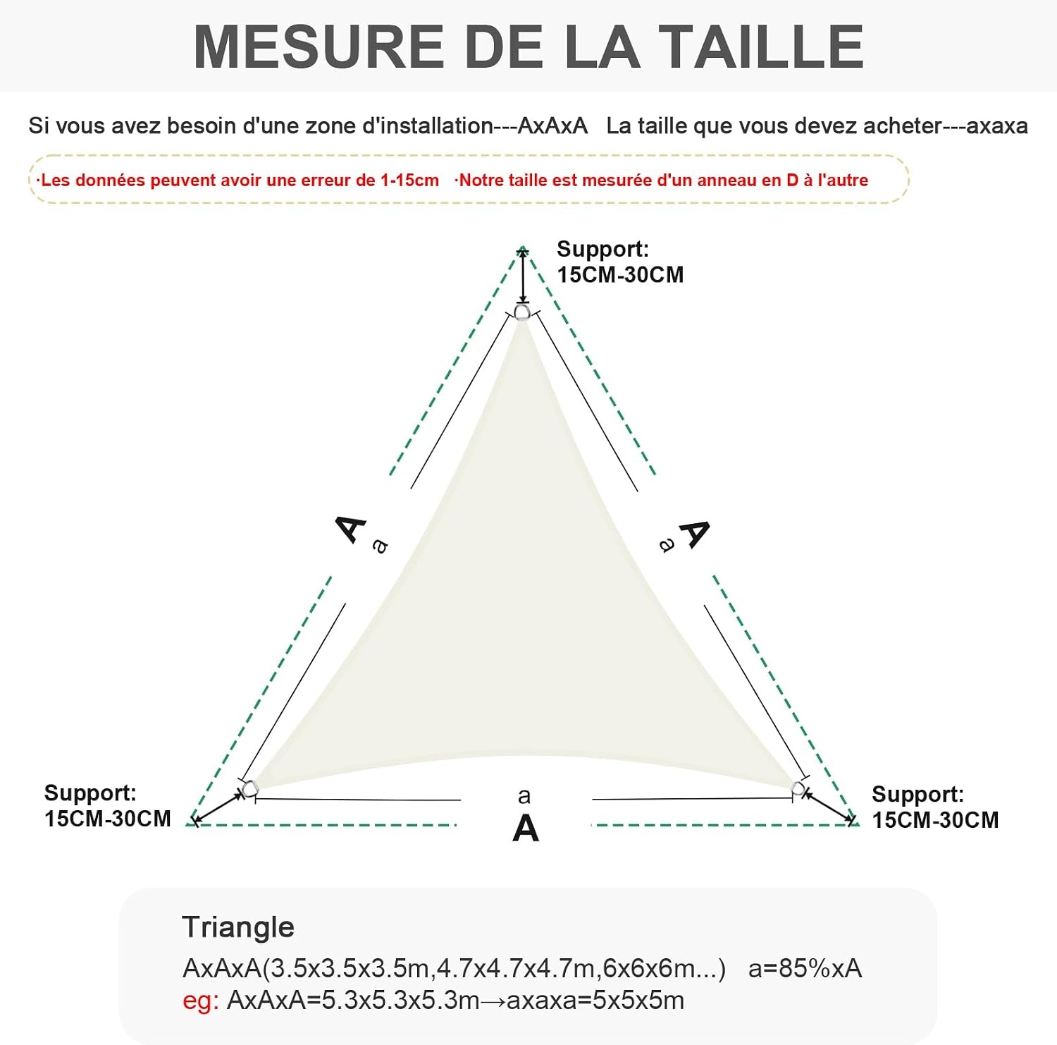 Voile d'ombrage triangulaire 3x3x3m Beige - 31% de remise