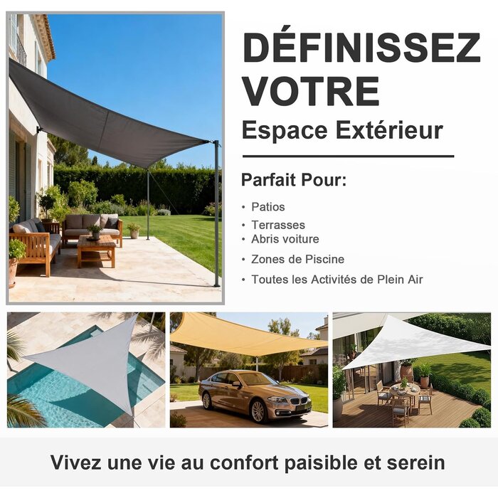Voile d'ombrage triangulaire 3x3x3m Beige - 31% de remise