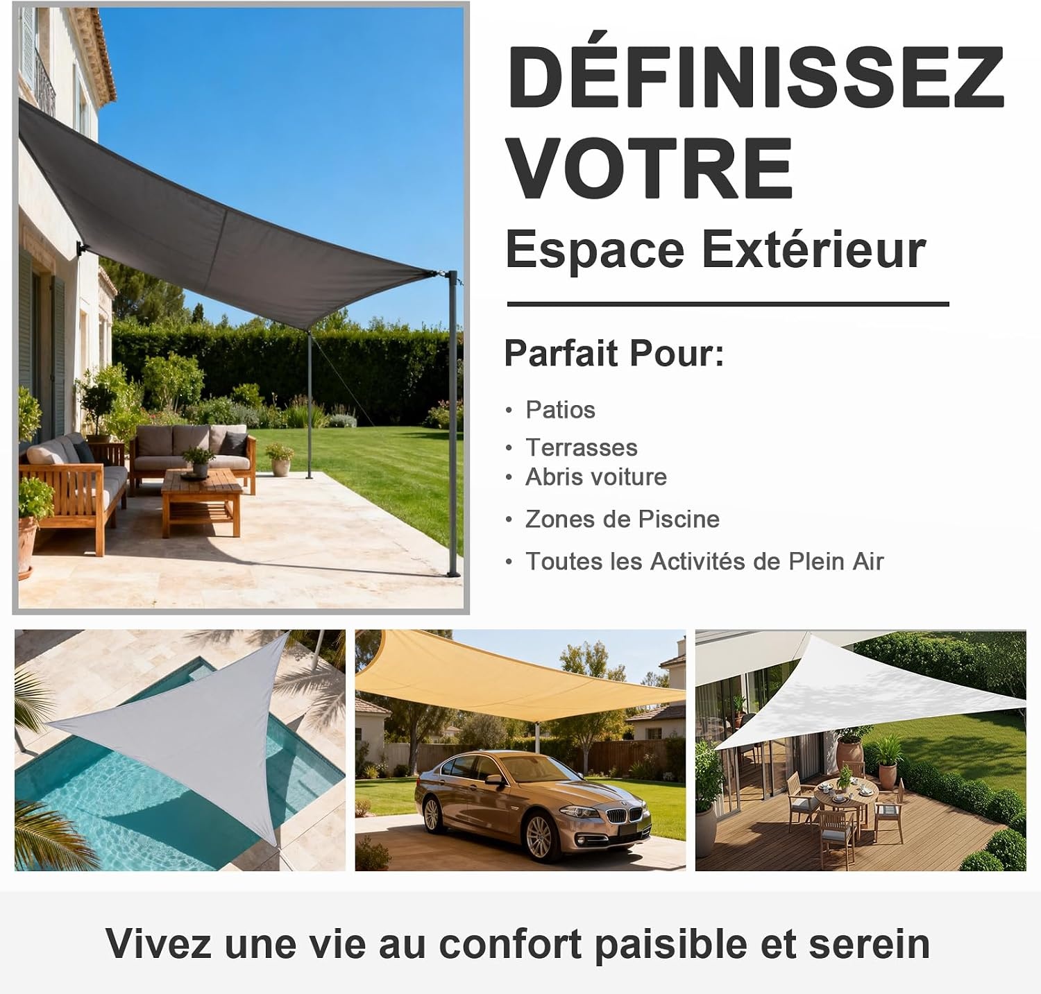 Voile d'ombrage triangulaire 3x3x3m Beige - 31% de remise