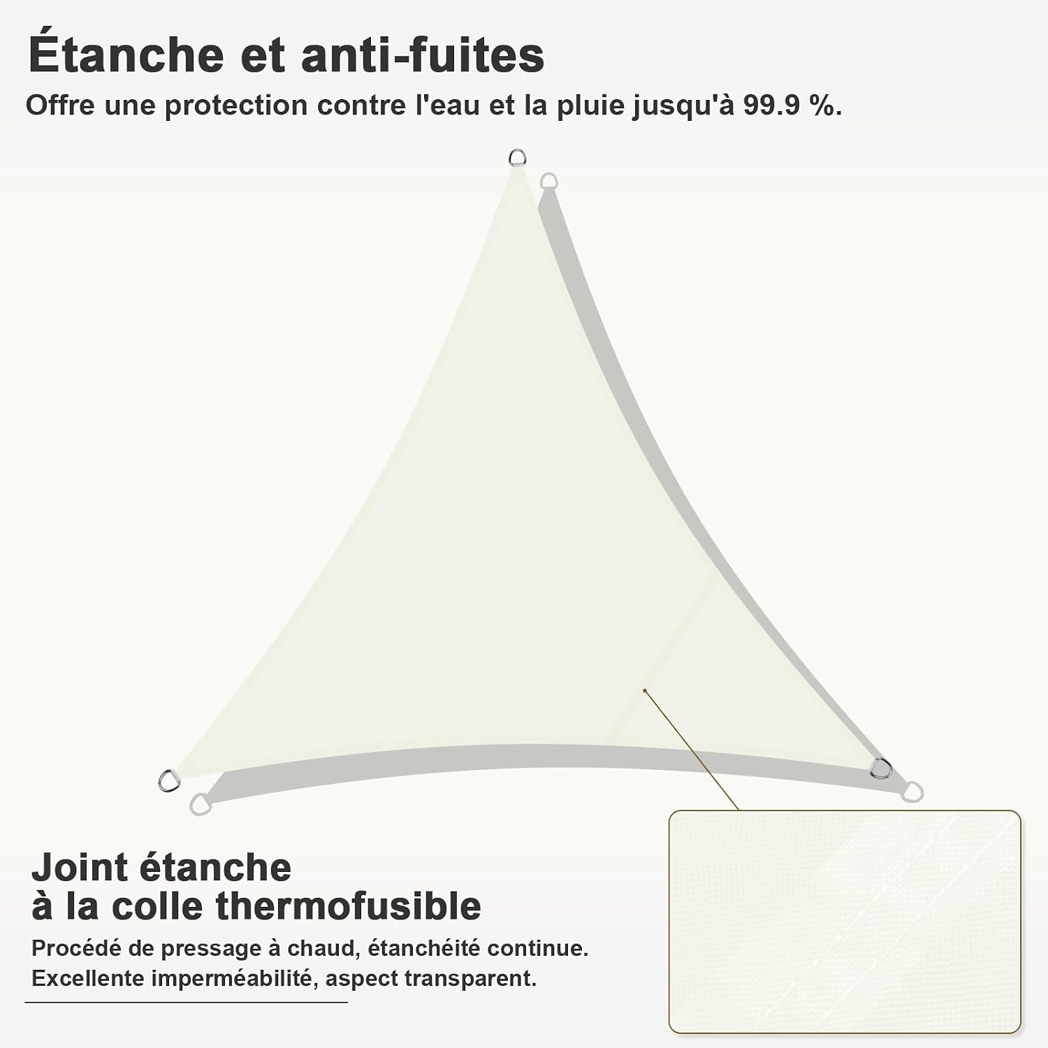 Voile d'ombrage triangulaire 3x3x3m Beige - 31% de remise