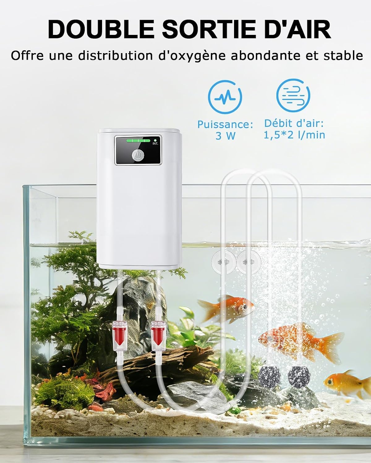 Pompe à air aquarium USB rechargeable - 31% de remise