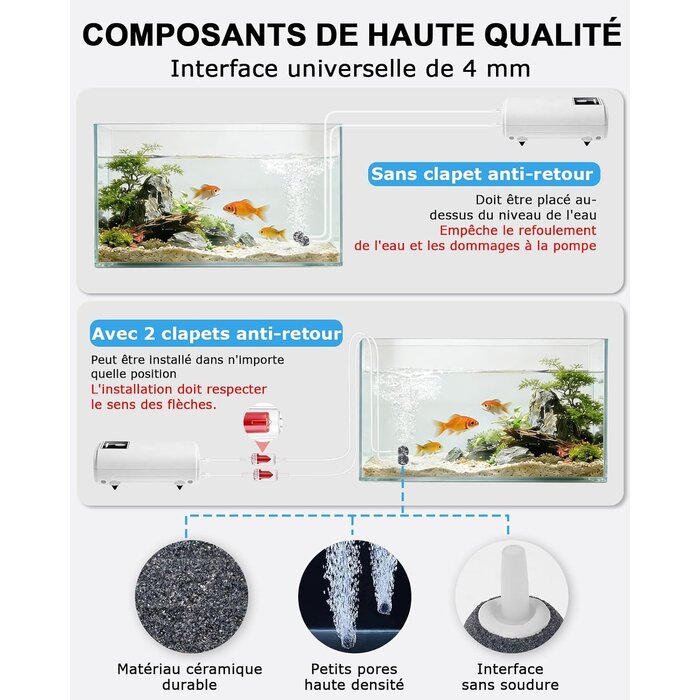 Pompe à air aquarium USB rechargeable - 31% de remise