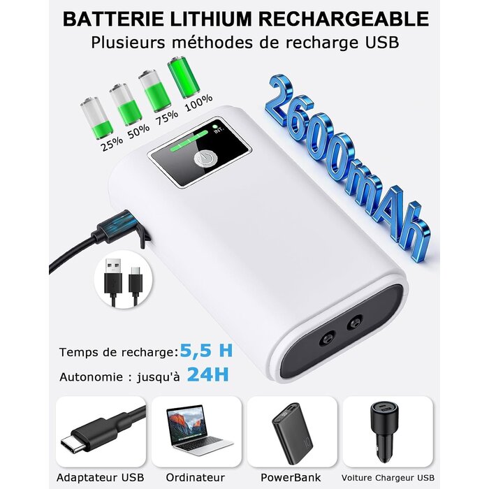 Pompe à air aquarium USB rechargeable - 31% de remise