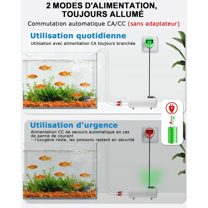 Pompe à air aquarium USB rechargeable - 31% de remise