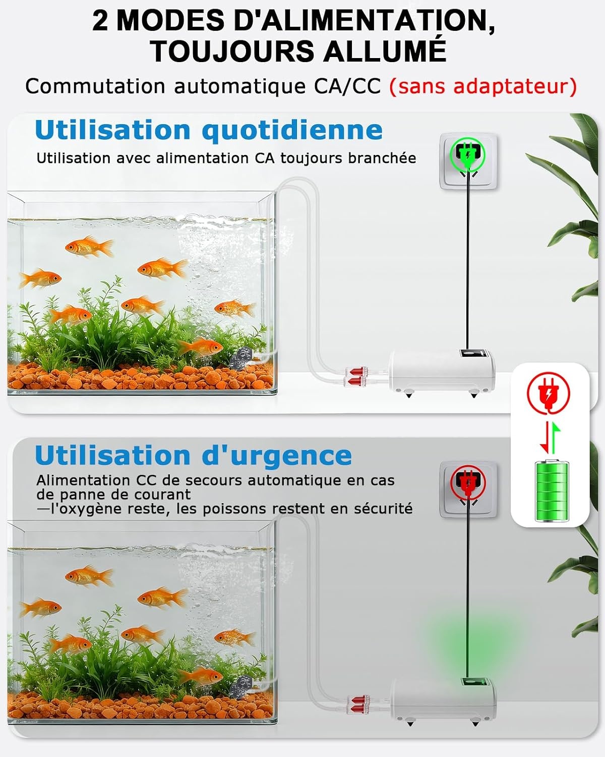 Pompe à air aquarium USB rechargeable - 31% de remise